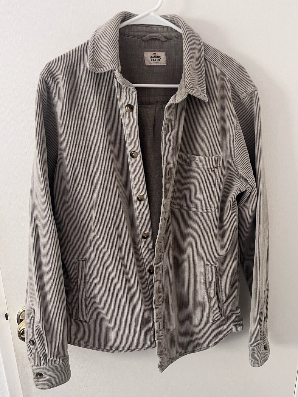 Marine Layer Max Broken In Corduroy Overshirt Medium Concrete Gray